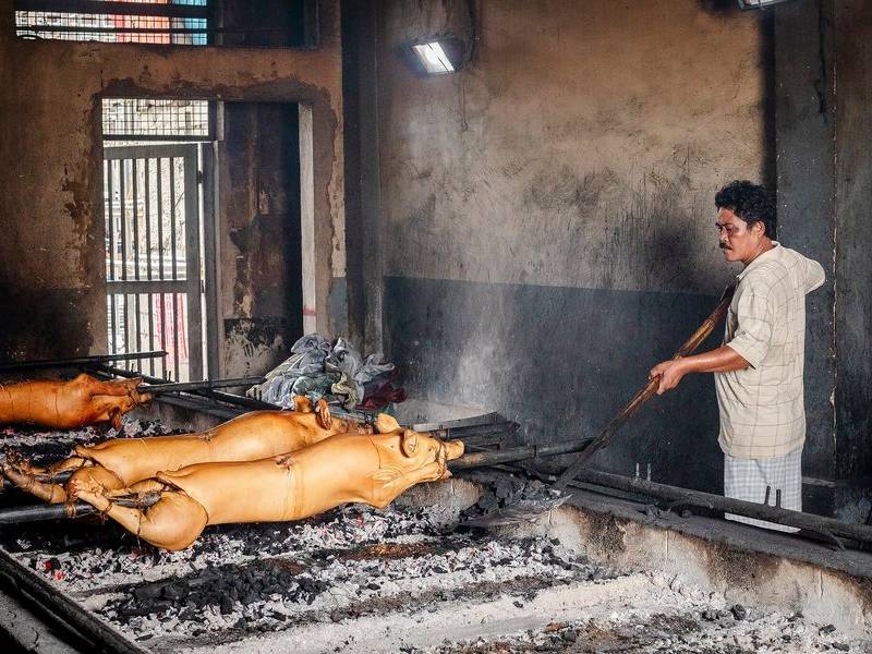 Roasting shed.