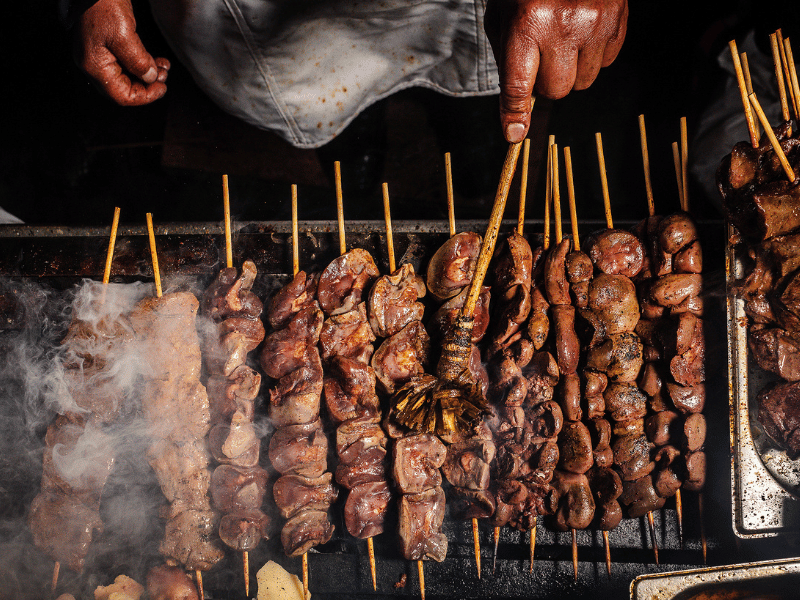 Night anticuchos.