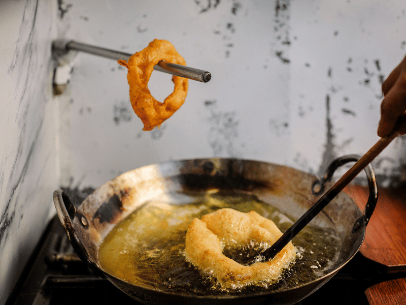 Bubbling oil.