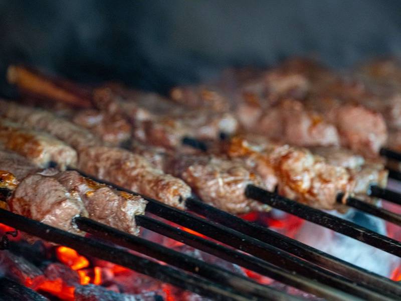 Smoky kofta on the grill.