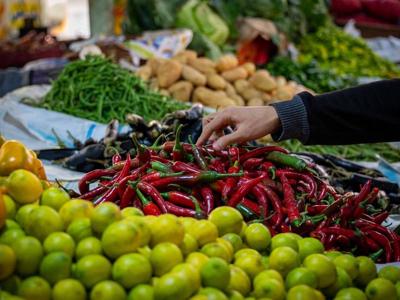 At the market.