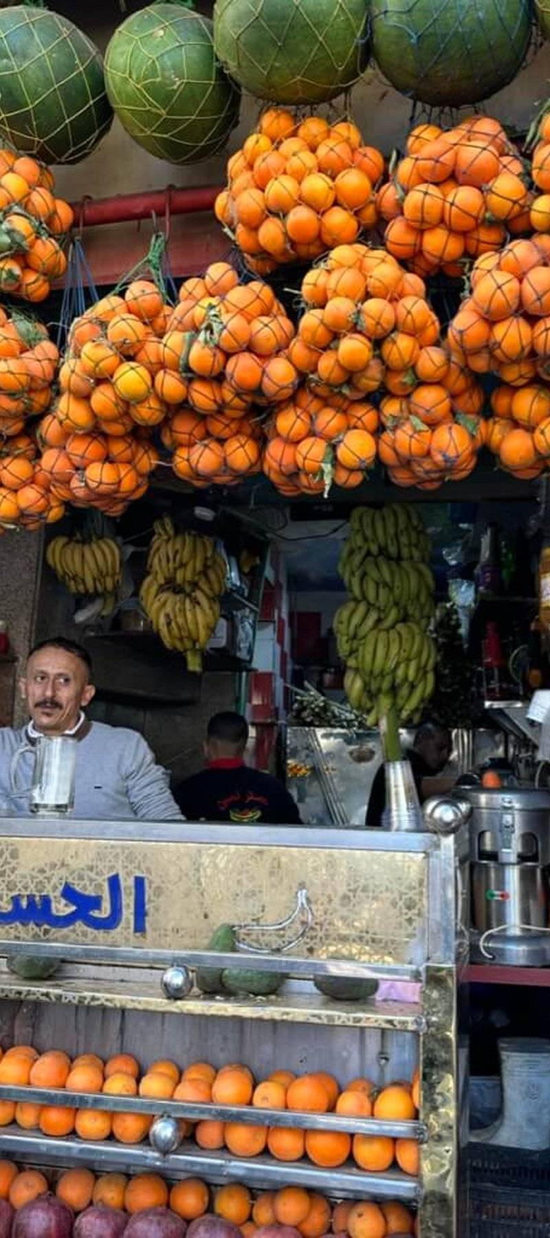 Hanging oranges.