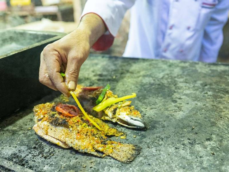 Traditional blackened fish.