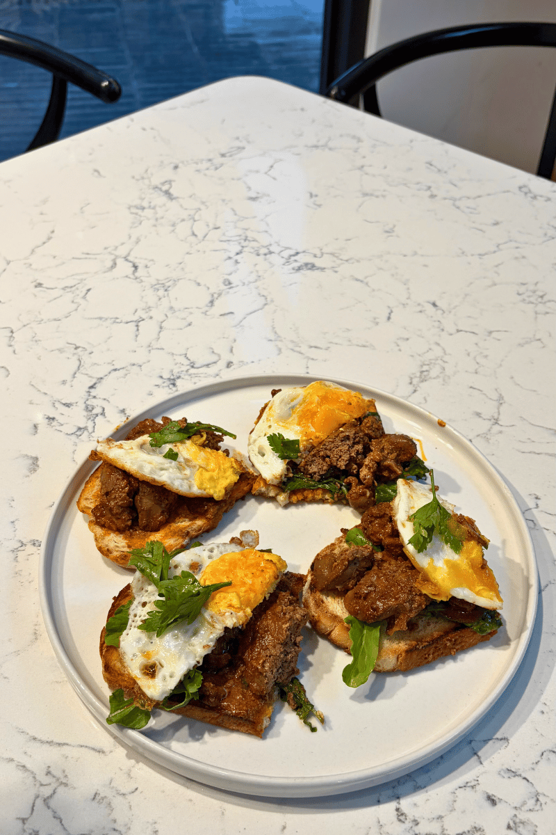 Peri-peri chicken livers on toast.