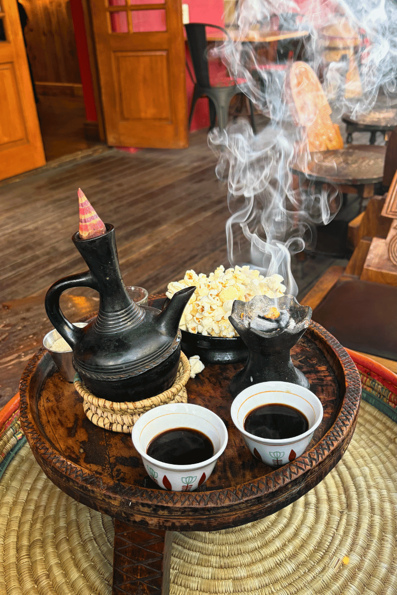 Smoky coffee ceremony.