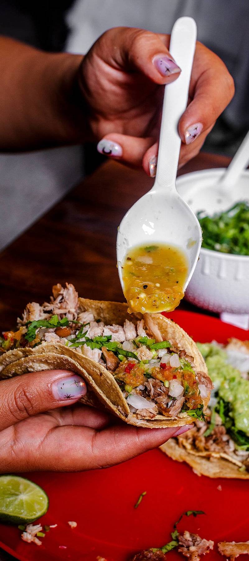 Carnitas taco lift.