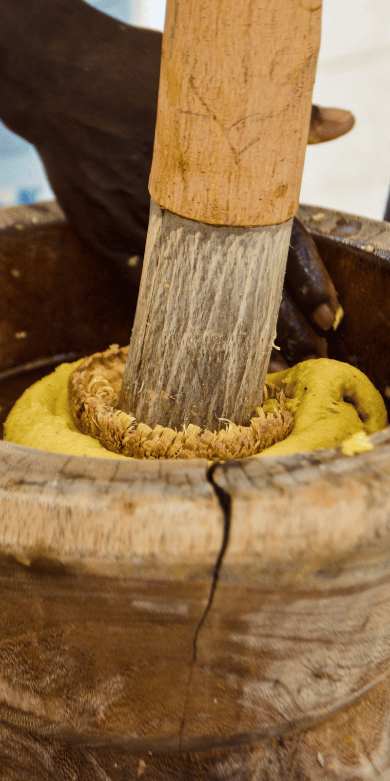 Preparing fufu.
