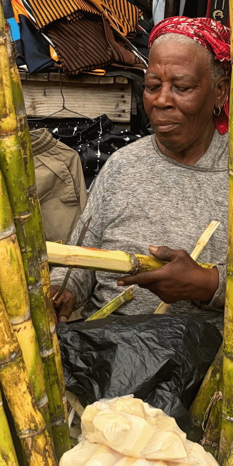 The sugarcane lady.