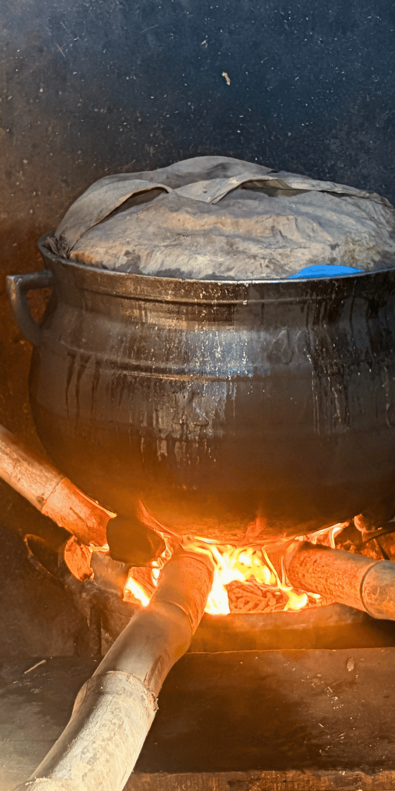 Stoking the fire.