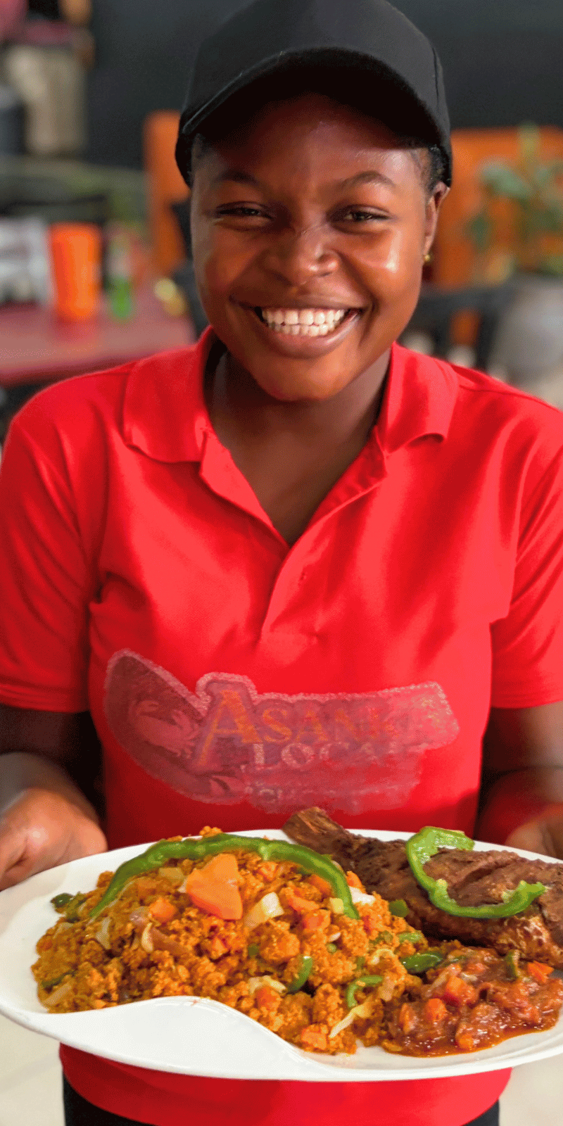 Serving lunch.